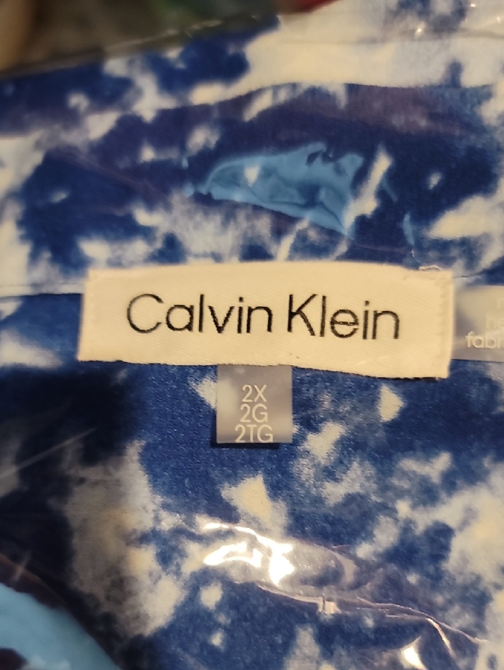 Calvin Klein Blue and White Abstract Print Blouse - Picture 5 of 6
